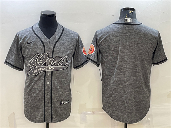 Men's San Francisco 49ers Blank Gray With Patch Cool Base Stitched Baseball Jersey